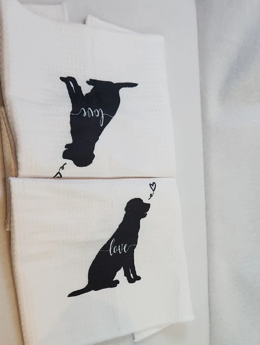 BLACK Dog Silhouette Pet Towel OR KITCHEN with Love Script